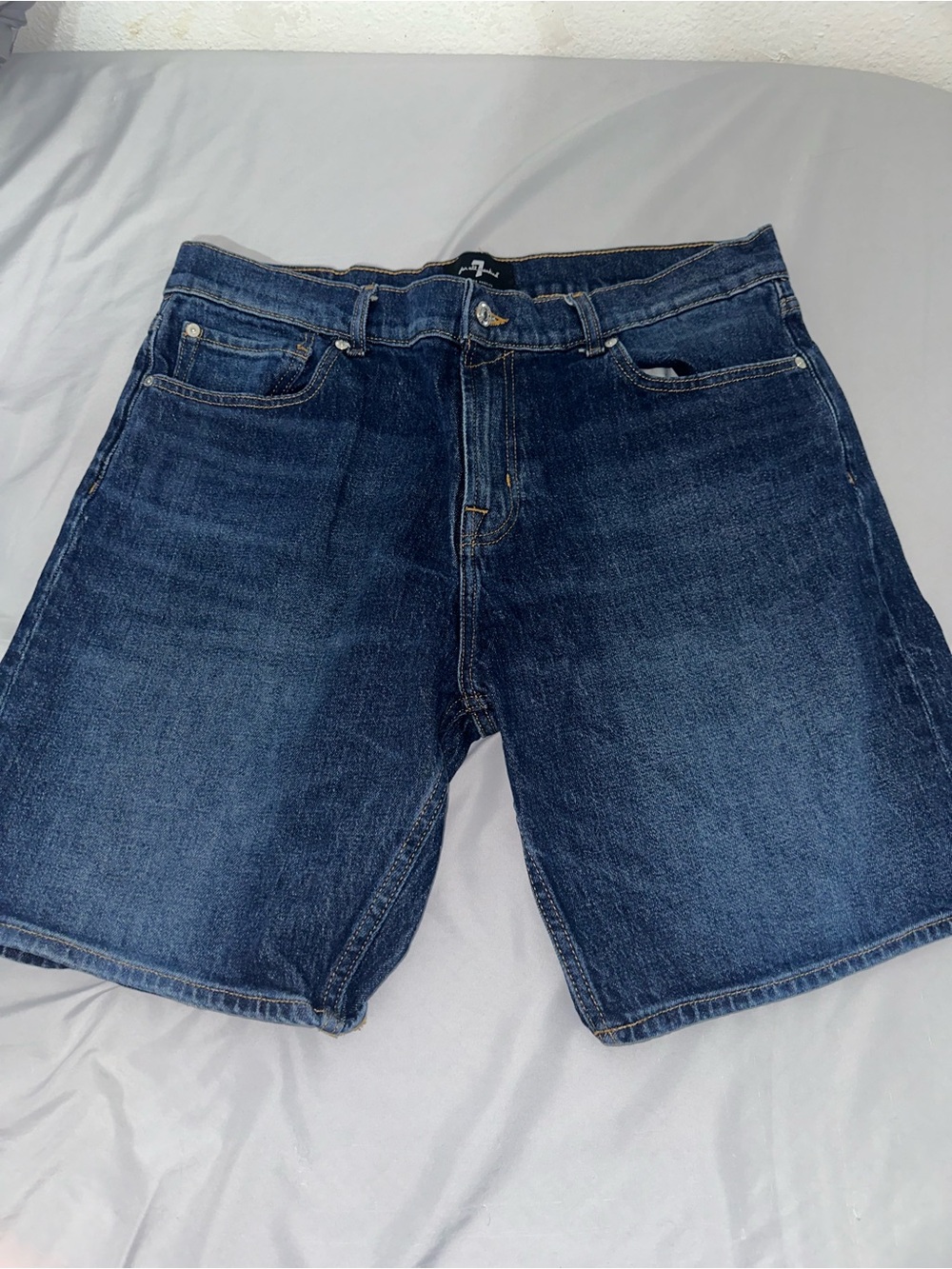 7 For All Mankind Dark Blue Denim Jean Shorts